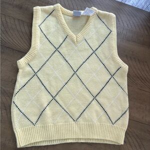 VTG Yellow Argyle Knit Vest for Kids boys size 6